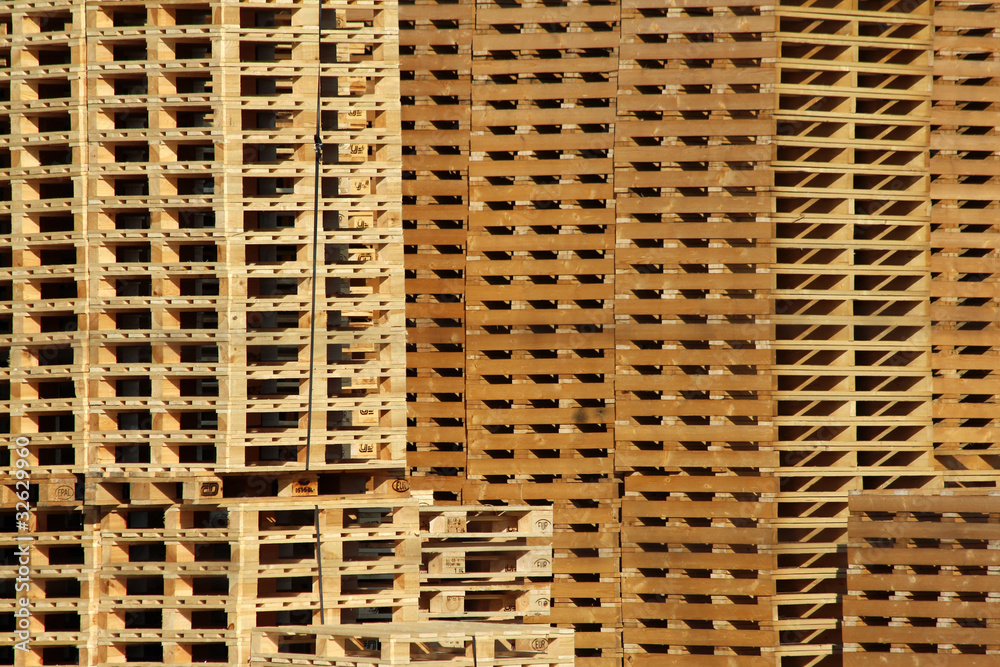many wooden pallet store on factory yard many wooden pallet store on factory yard