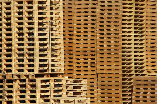 many wooden pallet store on factory yard