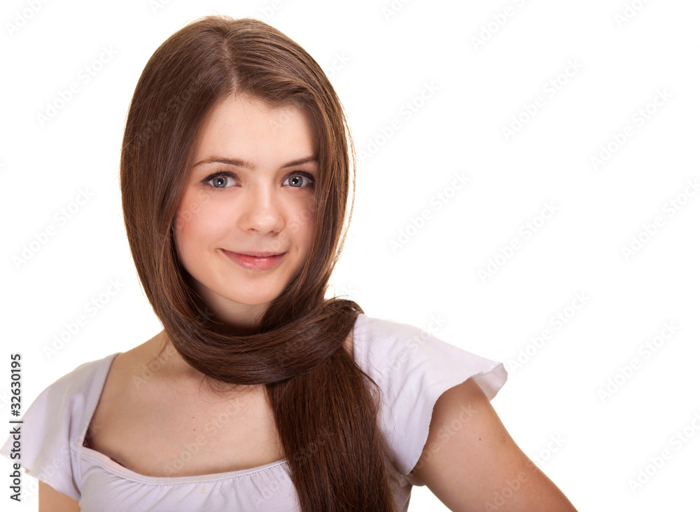 Portrait of a beautiful teen girl with long hairs and clean skin Portrait of a beautiful teen girl with long hairs and clean skin