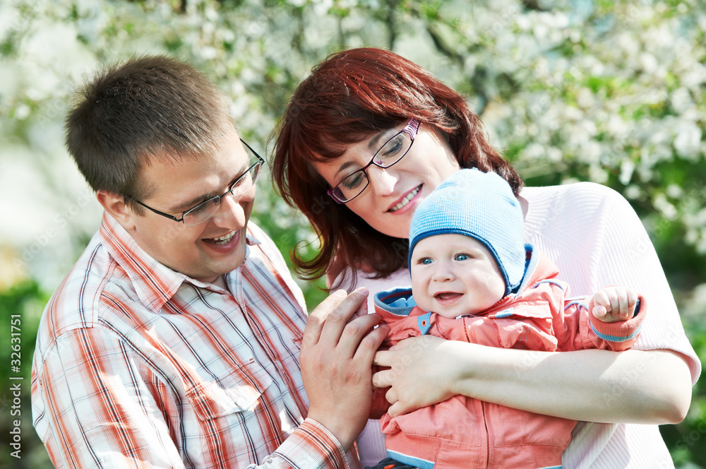 Fototapeta premium happy family at spring outdoors