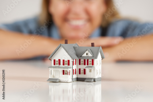 Smiling Woman Behind Model ...