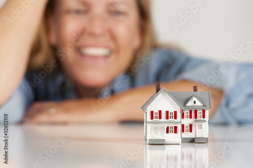 Smiling Woman Behind Model ...