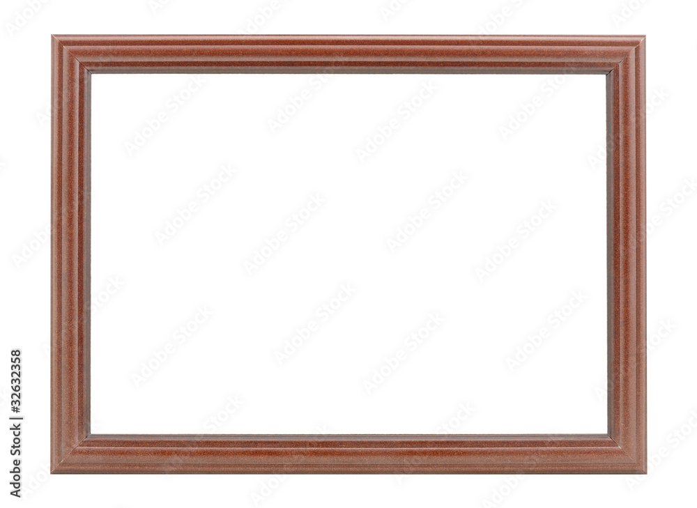 Isolated brown rustic wooden photo frame on white background Isolated brown rustic wooden photo frame on white background