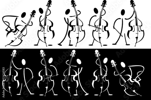 Vector series. Contour of the musician playing on the instrument