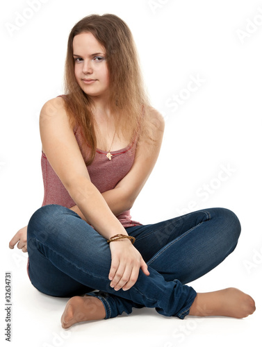 girl sitting in the lotus position