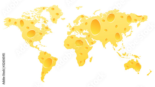 world map made of cheese