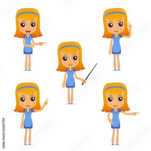 set of funny cartoon housewife