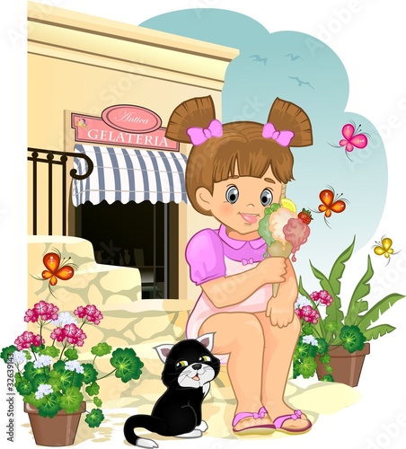 Bimba che mangia il gelato