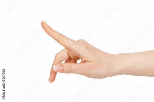 Presses a forefinger