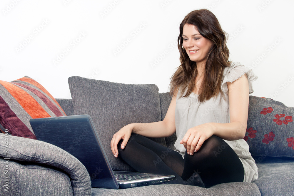 woman using laptop at home woman using laptop at home