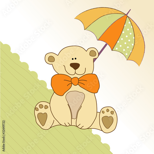 new baby invitation with teddy bear