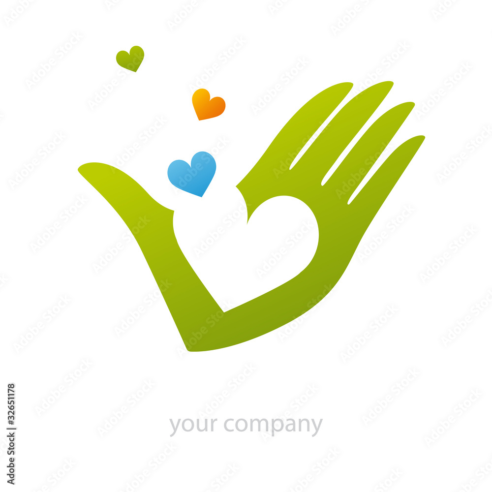 Fototapeta premium logo entreprise, logo main, coeur