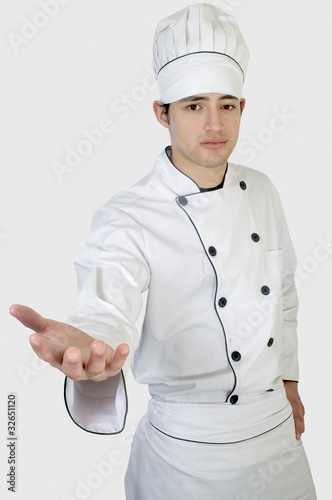 Retrato Chef de cocina dando la mano Stock Photo | Adobe Stock
