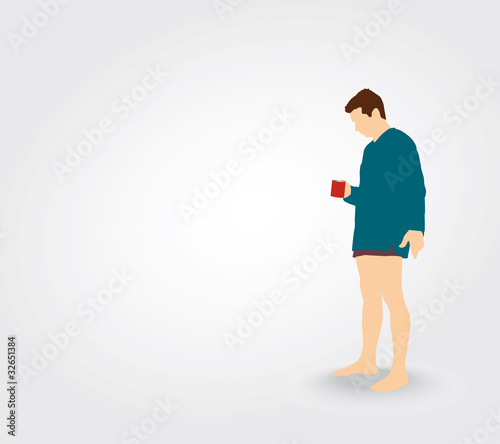 Silhouette d'un homme prenant son café