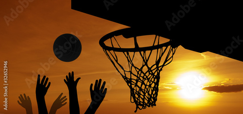 Basketball at sunset