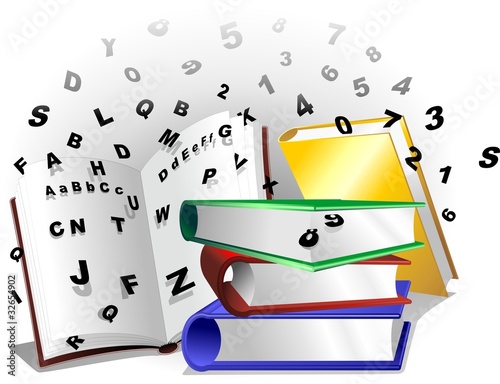 Libri Lettere e Numeri Sfondo-Books Background-Vector