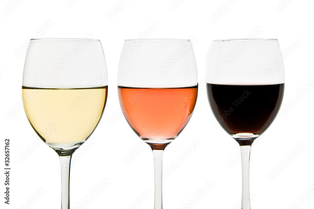 three wine glasses