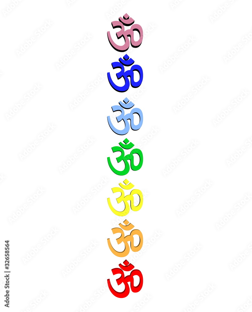 Colored om / aum in chakra column