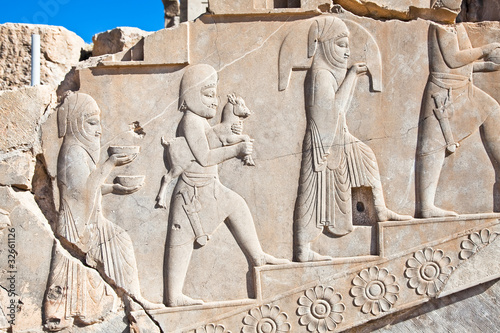 Bass relief decoration in central part of Persepolis, Iran photo