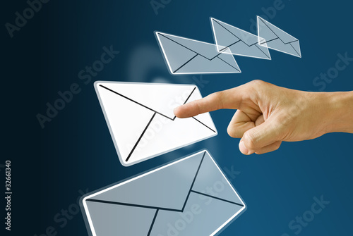 Finger choose and push the mail icon