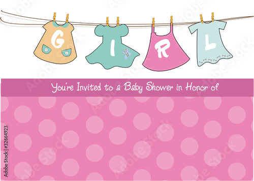 baby girl shower announcement card