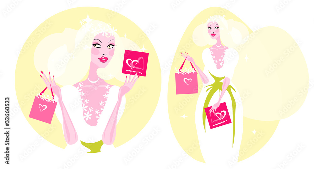 Woman Happy Smiling Bride Illustration - Beautiful Bride in whit Woman Happy Smiling Bride Illustration - Beautiful Bride in whit