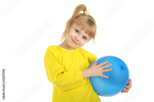 Little girl with blue ball