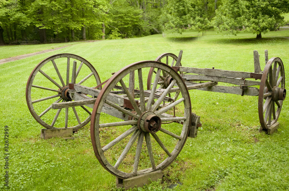 historic wooden wagon wheels