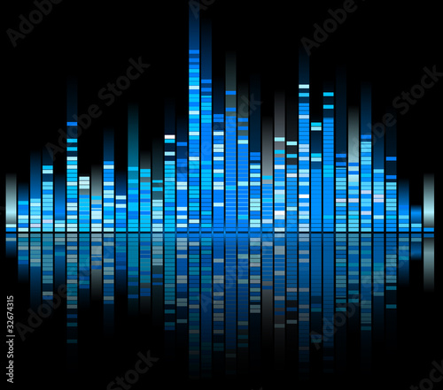 blue digital sound equalize isolated on black background