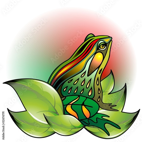 Rana su Foglie-Frog on Leaves-Vector