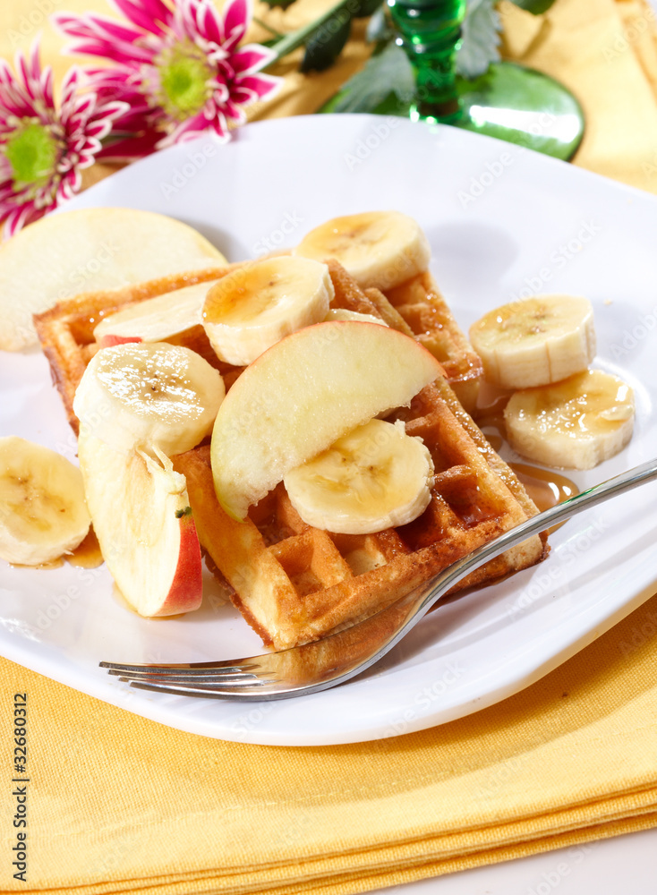Waffles with fresh fruits