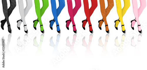 Girls Legs with Colorful Stockings