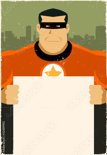 Super Hero Advertisement Sign