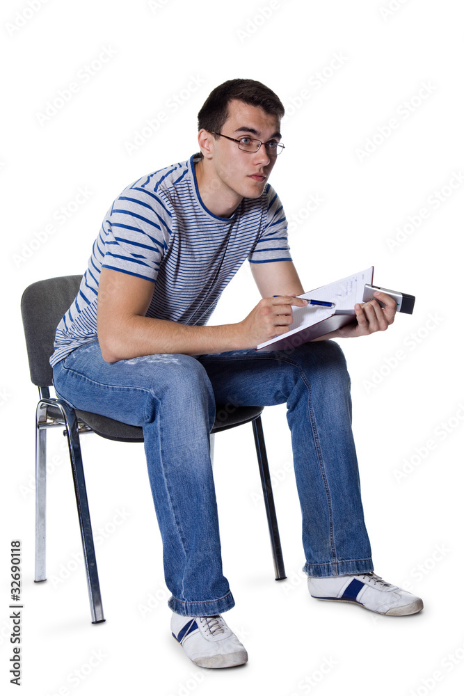 Student with a notebook