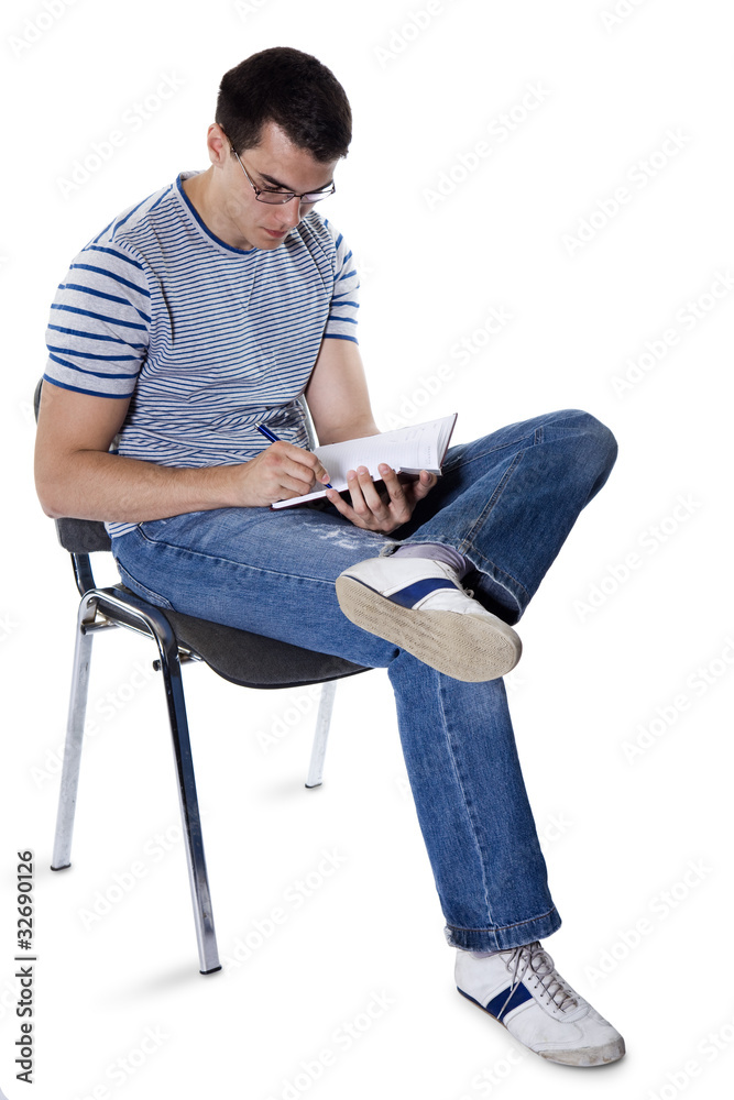 Student with a notebook