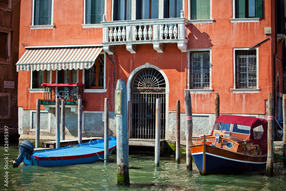 Typical facade of house in Venice, Italy