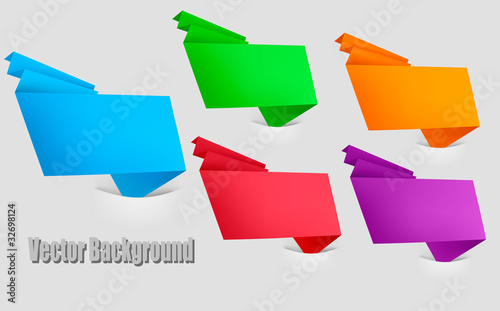 Set with colorful origami paper banners. Vector