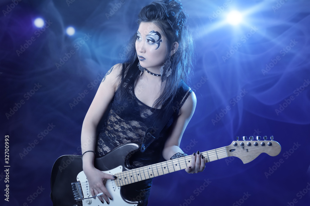Fototapeta premium Woman rock with guitar