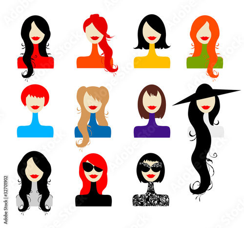 Set of woman's faces for your design