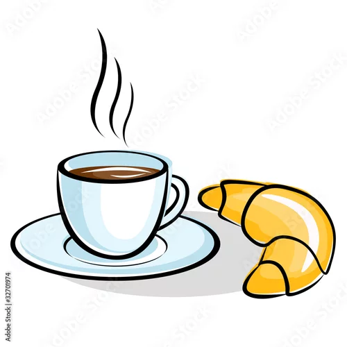 Naklejka na ścianę Kawa z rogalikiem