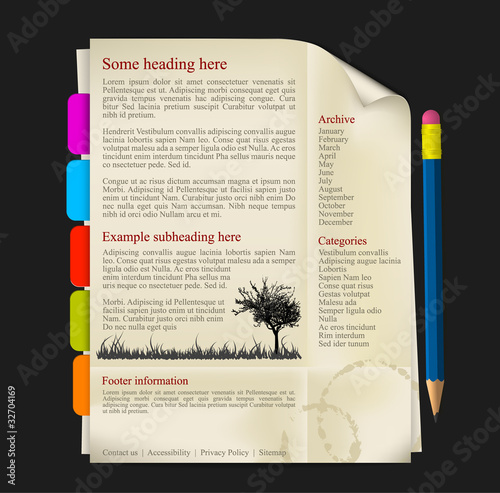 Web site template - sheet of paper