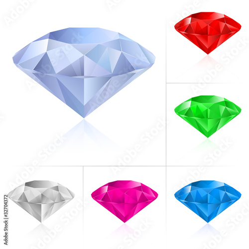 Realistic diamonds in different colors