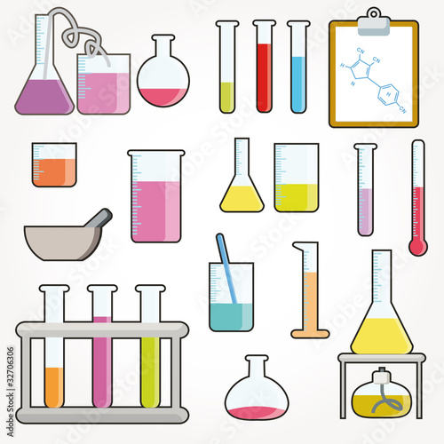 Chemical test tubes icons illustration vector