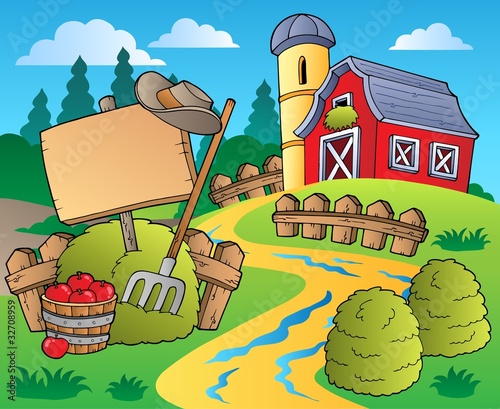 Country scene with red barn 5
