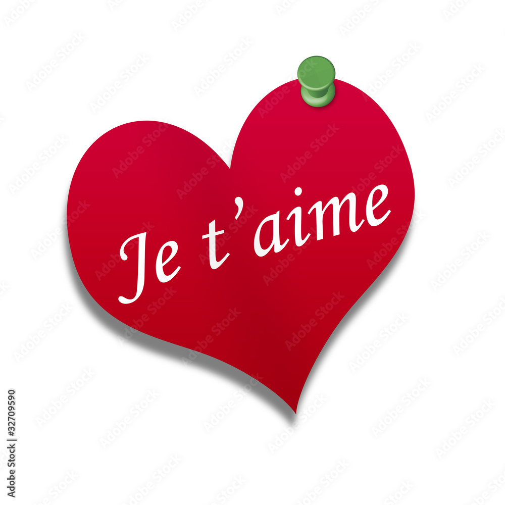 Corazón de papel texto: Je t'aime Corazón de papel texto: Je t'aime