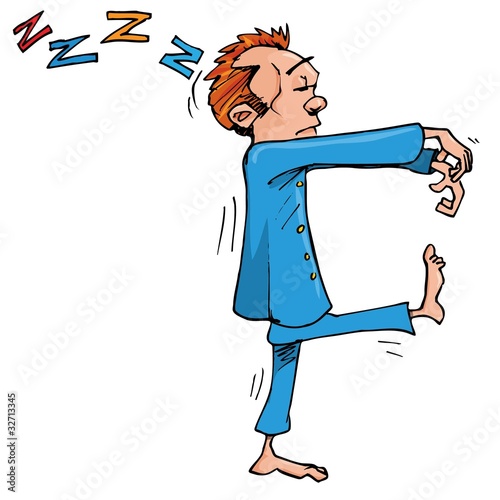 Cartoon sleepwalker with hands held in front