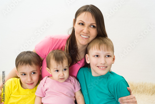happy mom with her children