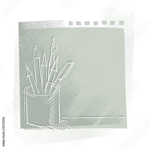 artistic background, pen and pencils, freehand drawing motive