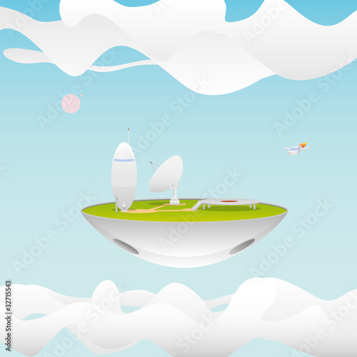 Futuristic research station. Vector illustration.
