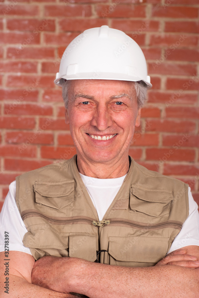 old builder in the helmet old builder in the helmet
